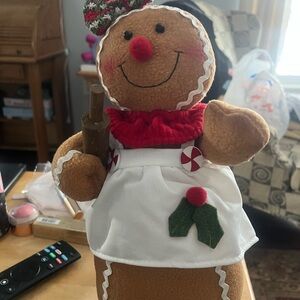 Festive Gingerbread Plush with Red Accents